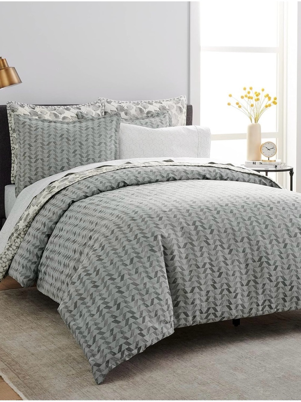 Scott Living Flynn Jacquard Cotton Sateen 3pc Duvet Cover Set F/Q Harbor Mist